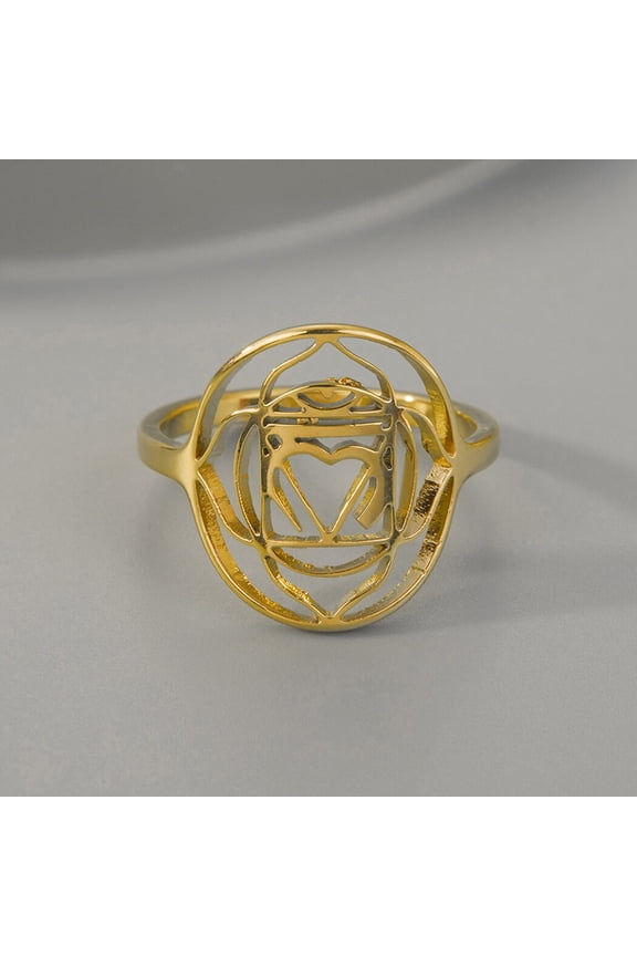 1st Chakra Ring Complex Statement Stainless Steel Ring For Men Women