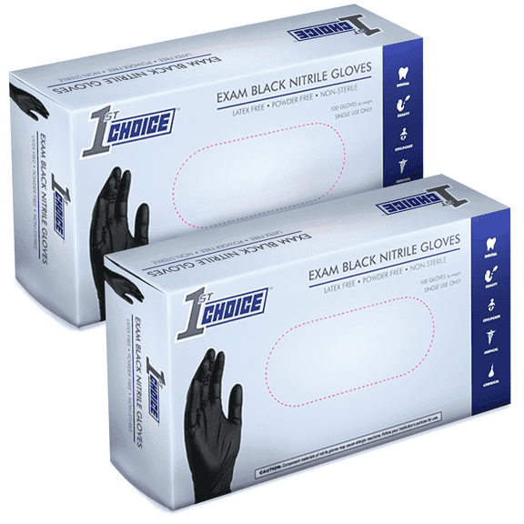 1st Choice Black Nitrile Disposable Exam Gloves, 3 Mil, Small,200