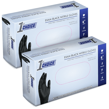 1st Choice Black Nitrile Exam Gloves, Size Large, 200 Count, Light-Duty