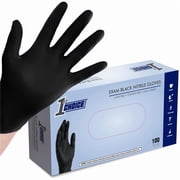 1st Choice Black Nitrile Exam Gloves, Size Medium, 100 Count, Light-Duty
