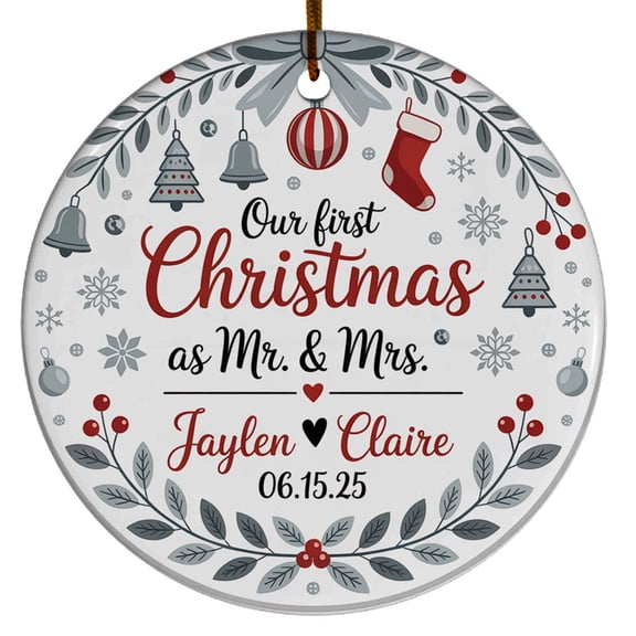 1st Christmas As Mr Mrs Ornament Gift, Our First Christmas As Mr & Mrs Ornament 2025 for Wedding Anniversary Engaged Married
