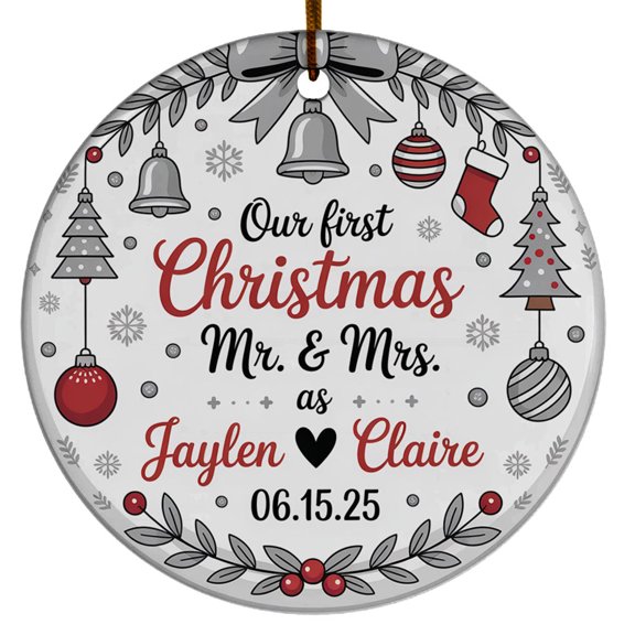 1st Christmas As Mr Mrs Ornament Gift, Our First Christmas As Mr & Mrs Ornament 2025 for Wedding Anniversary Engaged Married