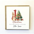 thumbnail image 1 of 1st Christmas Card for a Special Little Girl – Adorable Rabbit & Christmas Tree Design – Personalized with Name – Perfect Milestone Gift for Baby's First Christmas, 1 of 2
