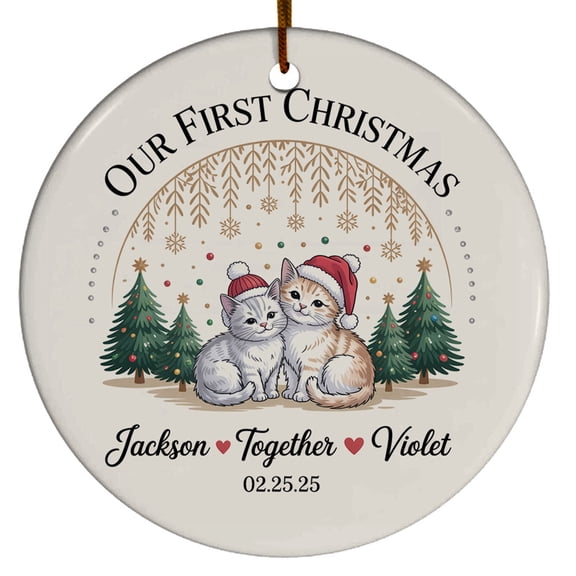 1st Christmas Together Ornament, Fox Couple First Christmas Together Ornament Gift for Dating Anniversary Boyfriend Girlfriend