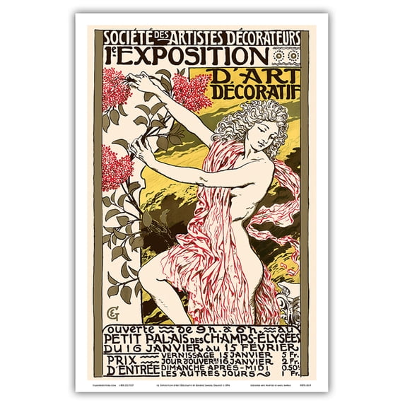 1st Exhibition of Decorative Art - Art Nouvelle Poster at Champs Elysees Little Palace - Vintage Advertising Poster by Eugène Samuel Grasset c.1894 - Master Art Print (Unframed) 12in x 18in