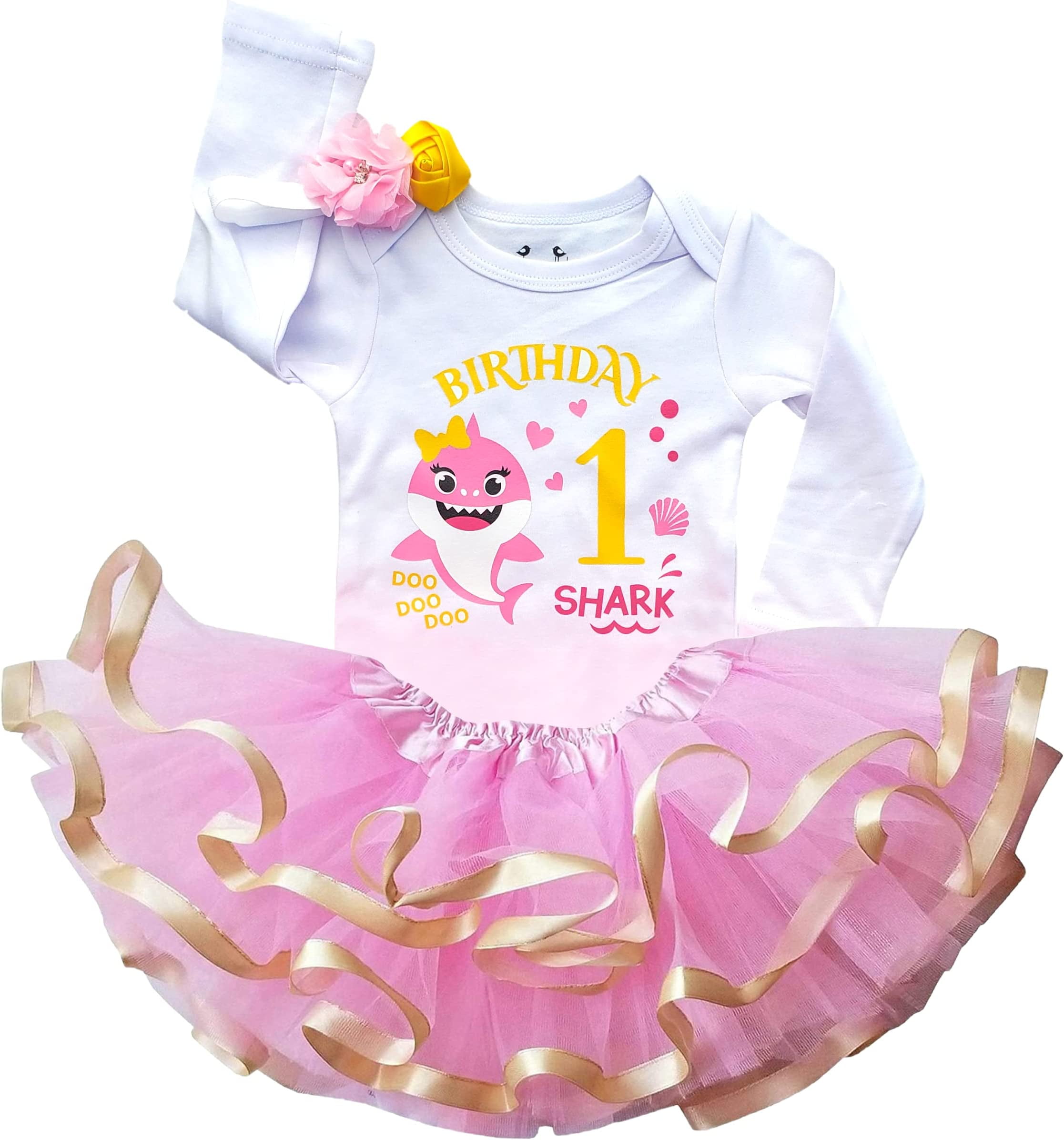 1st First Birthday Baby Girl Tutu Outfit- One Year Old Baby Shark