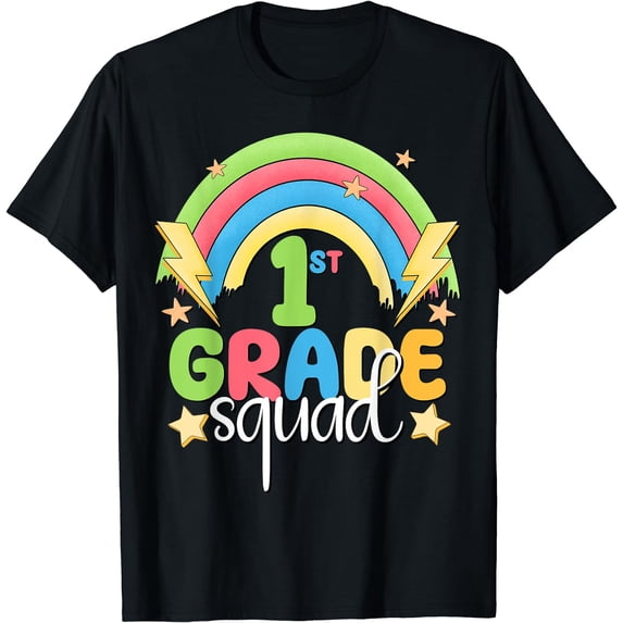 1st First Grade Squad Student Teacher Back To School T-Shirt Black Large