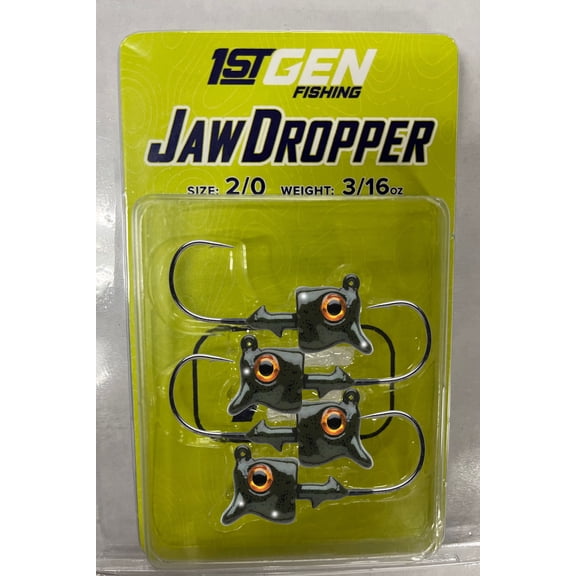 1st Gen Jaw Dropper Bass Leadheads GRN PMKN 3/16OZ 2/0 4pk