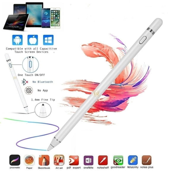1st Generation Pencil Generic Stylus Pen For Apple iPad iPhone and Phones Tablet, 1.4mm Extendable Fine Tip