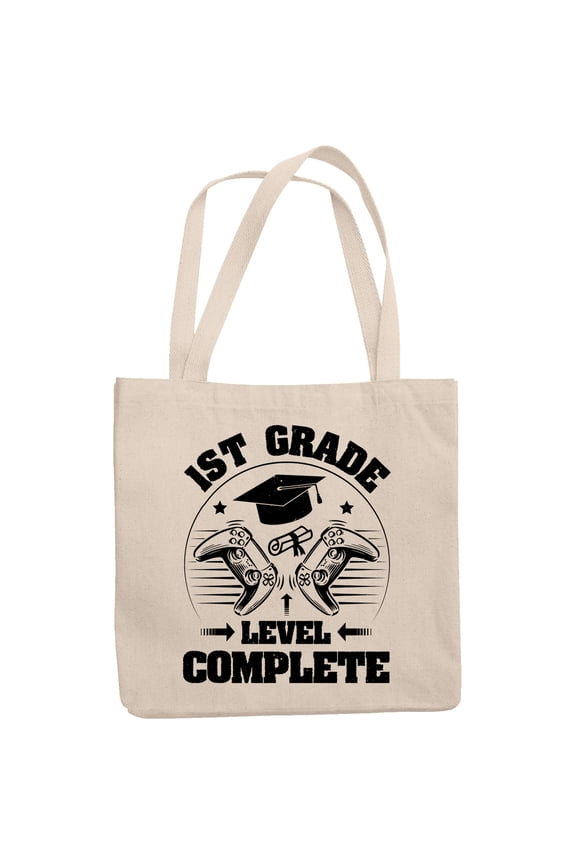 1st Grade Level Complete, School Student Graduation, 12oz Canvas Tote Bag