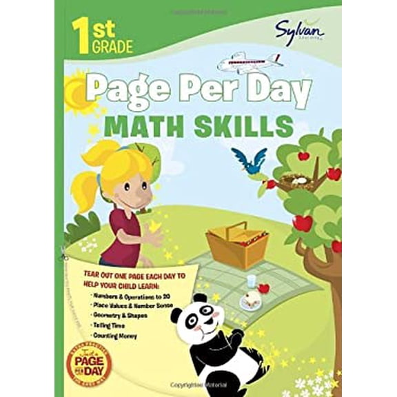 Pre-Owned 1st Grade Page Per Day: Math Skills: Math Skills # Numbers and Operations to 20, Place Values and Number Sense, Geometry and Shapes, Telling Time, and Counting Money, 9780307944603, 0307944