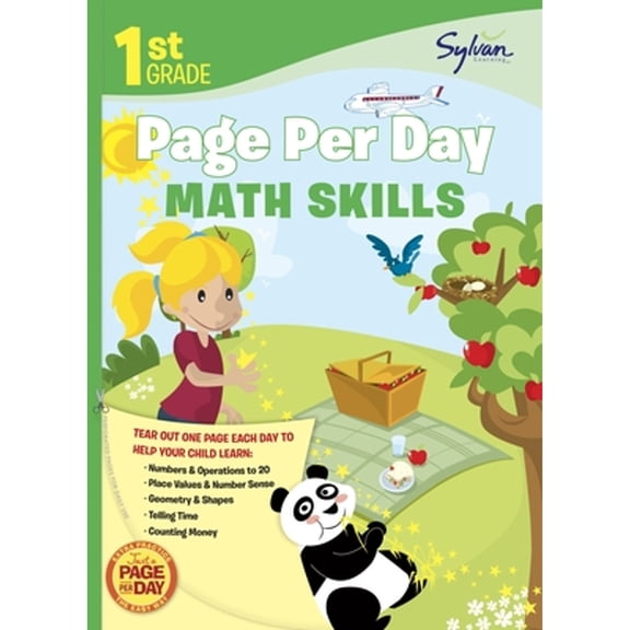 Pre-Owned 1st Grade Page Per Day: Math Skills: Math Skills # Numbers and Operations to 20, Place Values and Number Sense, Geometry and Shapes, Telling Time, and Counting Money, 9780307944603, 0307944