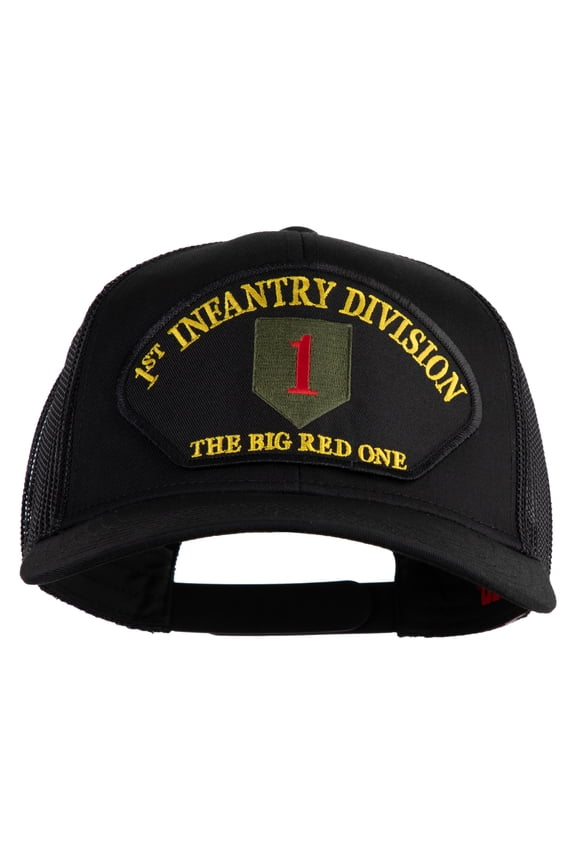 1st Infantry Division The Big Red One Patched Solid Cotton Twill Mesh Prostyle Cap - Black OSFM