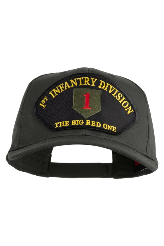 1st Infantry Division The Big Red One Patched Solid Cotton Twill Pro Style Cap - Charcoal OSFM