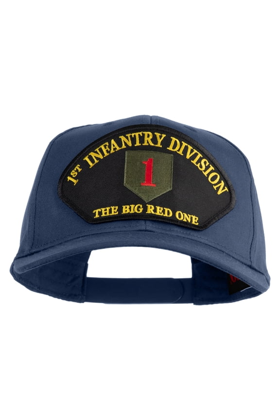 1st Infantry Division The Big Red One Patched Solid Cotton Twill Pro Style Cap - Navy OSFM