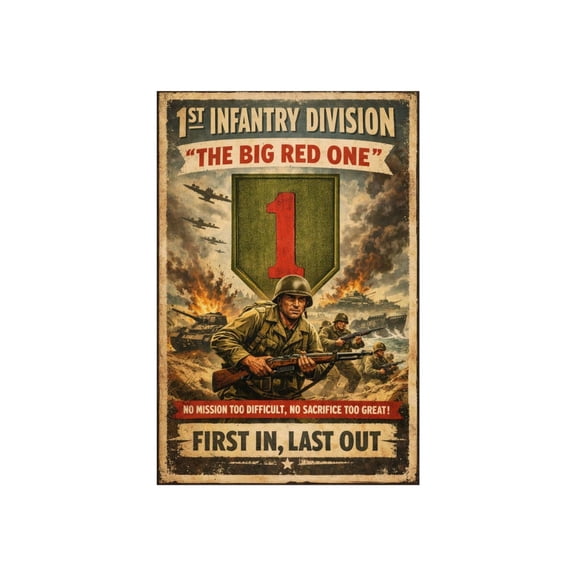 1st Infantry Division The Big Red One Vintage Military Unframed Paper Print