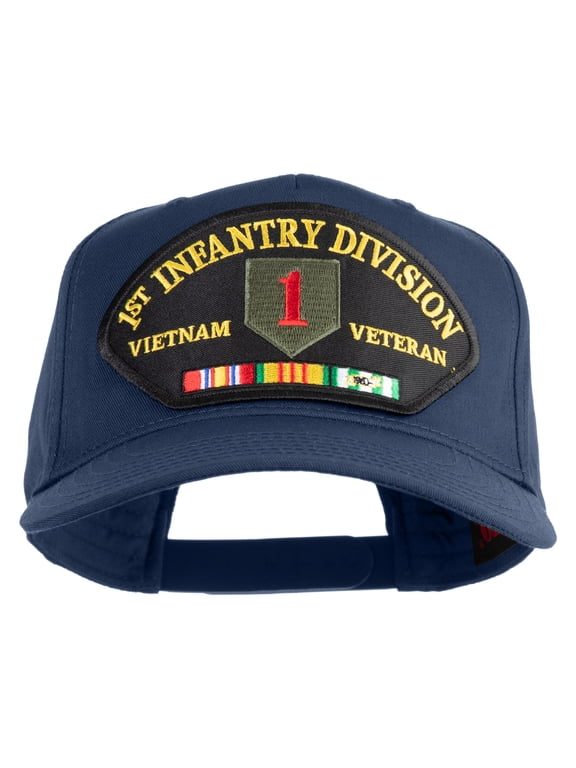 1st Infantry Division Vietnam Veteran Patched Solid Cotton Twill 5 Panel Prostyle Snap Cap - Navy OSFM