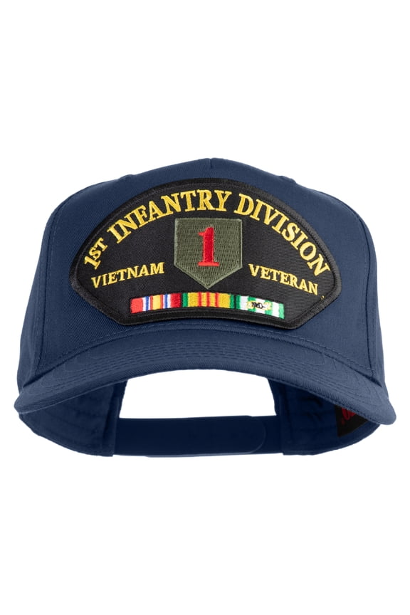 1st Infantry Division Vietnam Veteran Patched Solid Cotton Twill 5 Panel Prostyle Snap Cap - Navy OSFM