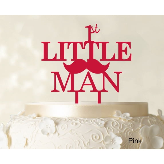 """1st Little Man""Birthday Cake Topper Elegant Moustache Cake Topper Cake Decoration"" Color Option Available 6""-7"" Inches Wide"