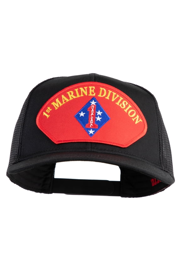 1st Marine Division Patched Solid Cotton Twill Mesh Prostyle Cap - Black OSFM