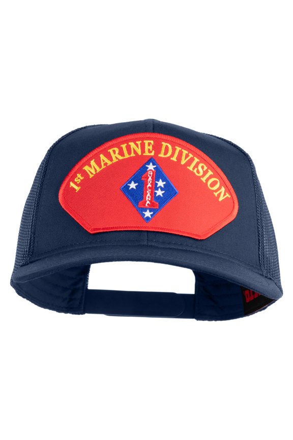 1st Marine Division Patched Solid Cotton Twill Mesh Prostyle Cap - Navy OSFM