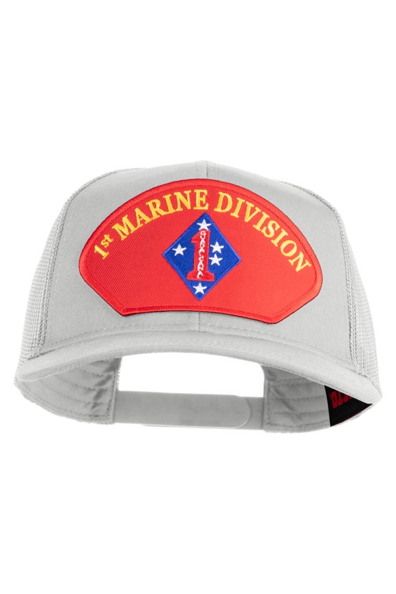 1st Marine Division Patched Solid Cotton Twill Mesh Prostyle Cap - White OSFM