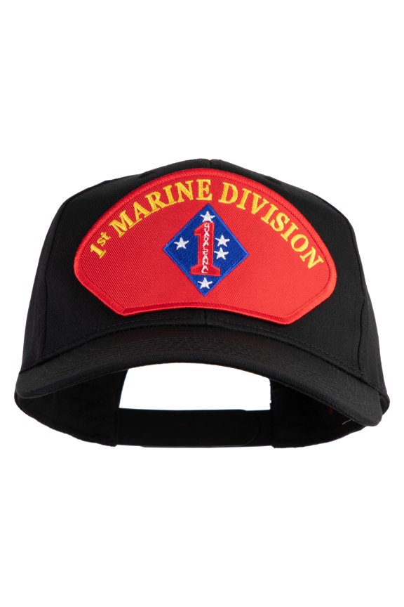 1st Marine Division Patched Solid Cotton Twill Pro Style Cap - Black OSFM