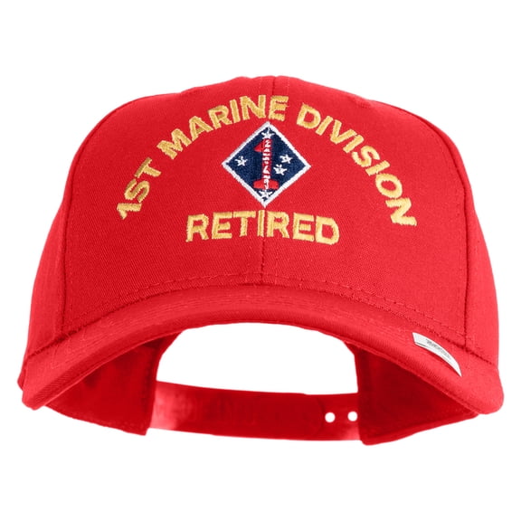 1st Marine Division Retired Embroidered 6 Panel Structured Cotton Twill Cap Made in USA - Red OSFM