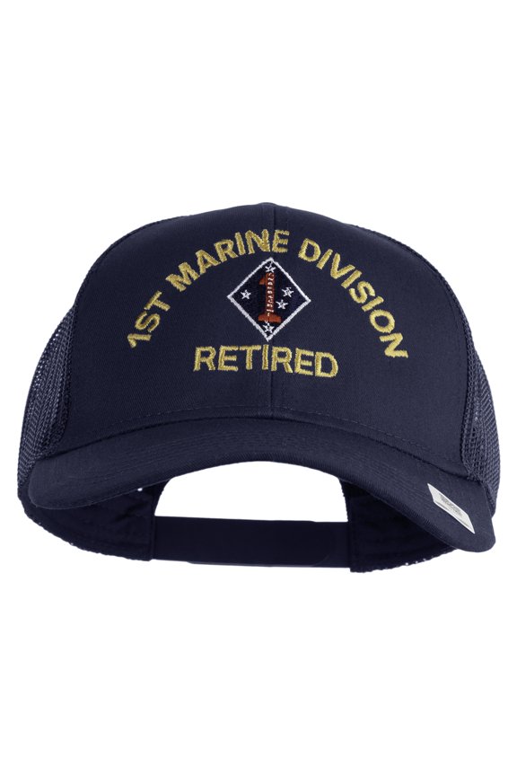 1st Marine Division Retired Embroidered Solid Cotton Twill Mesh Prostyle Cap - Navy OSFM