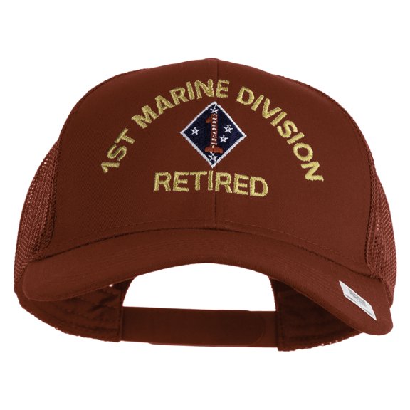 1st Marine Division Retired Embroidered Solid Cotton Twill Mesh Prostyle Cap - Red OSFM