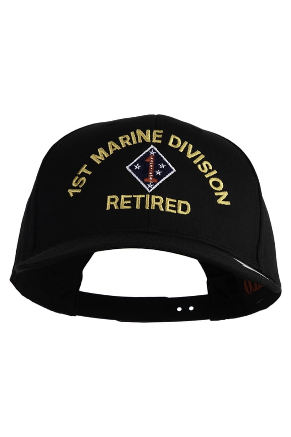 1st Marine Division Retired Embroidered Solid Cotton Twill Pro Style Cap - Black OSFM