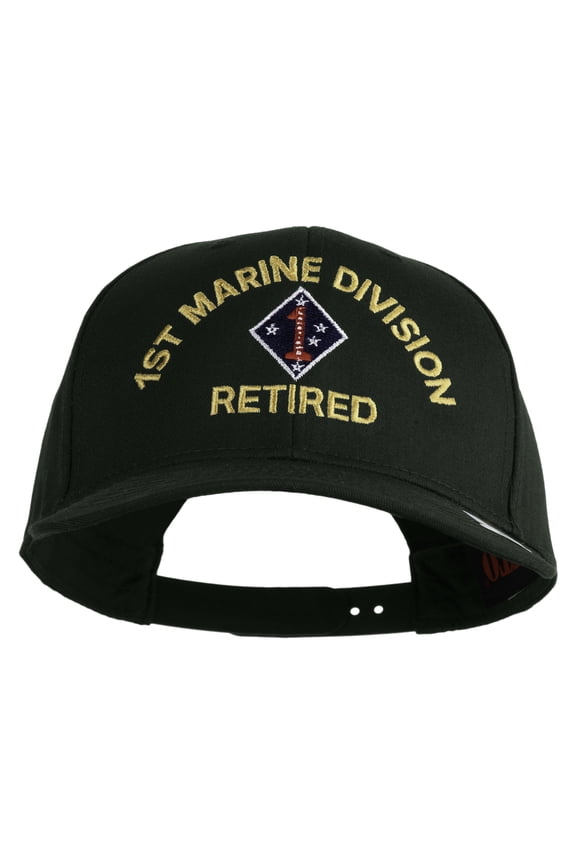 1st Marine Division Retired Embroidered Solid Cotton Twill Pro Style Cap - DK Green OSFM