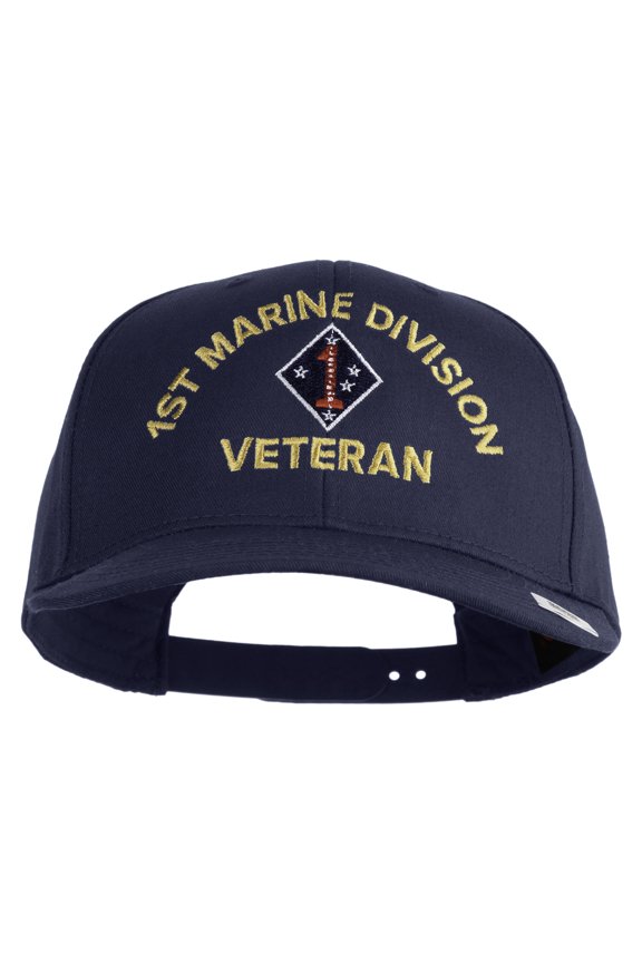 1st Marine Division Veteren Embroidered Solid Cotton Twill Pro Style Cap - Navy OSFM
