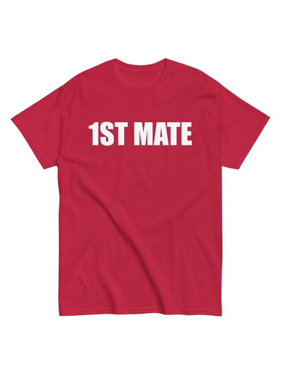 1st Mate In White Letter T Shirt Boat Crew Ship Yacht Halloween Costume T Shirt (Cardinal, 3XL)