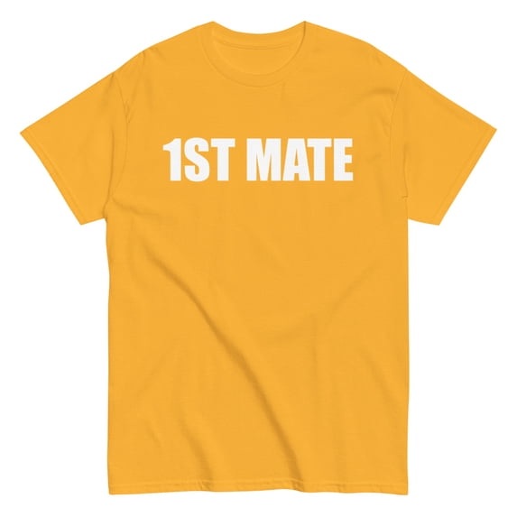 1st Mate In White Letter T Shirt Boat Crew Ship Yacht Halloween Costume T Shirt (Gold, 4XL)