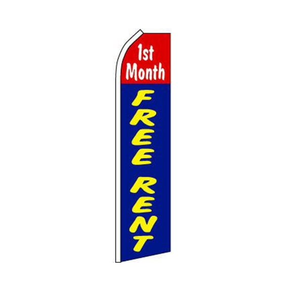 1st Month Free Rent Blue / Red Swooper Super Feather Advertising Flag