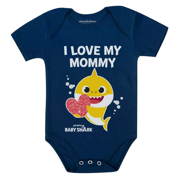1st Mothers Day Baby Shark Doo Doo Doo Outfit Mom Gifts Baby Boy Girl Bodysuit Love My Mommy Navy 18M (12-18M)