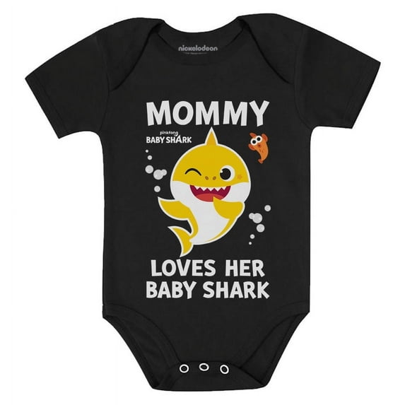 1st Mothers Day Baby Shark Doo Doo Doo Outfit Mom Gifts Baby Boy Girl Bodysuit Loves Baby Shark Black NB (0-3M)