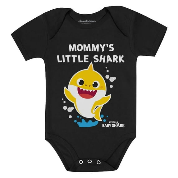 1st Mothers Day Baby Shark Doo Doo Doo Outfit Mom Gifts Baby Boy Girl Bodysuit Mommy's Lil Shark Black NB (0-3M)