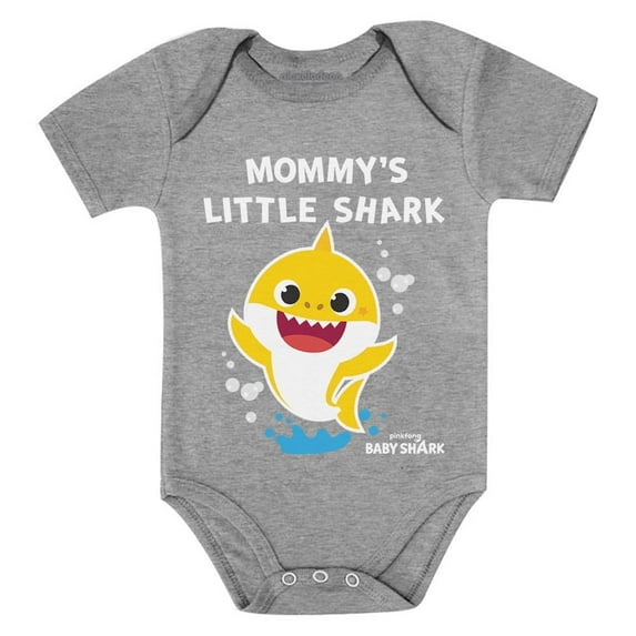 1st Mothers Day Baby Shark Doo Doo Doo Outfit Mom Gifts Baby Boy Girl Bodysuit Mommy's Lil Shark Gray 24M (18-24M)