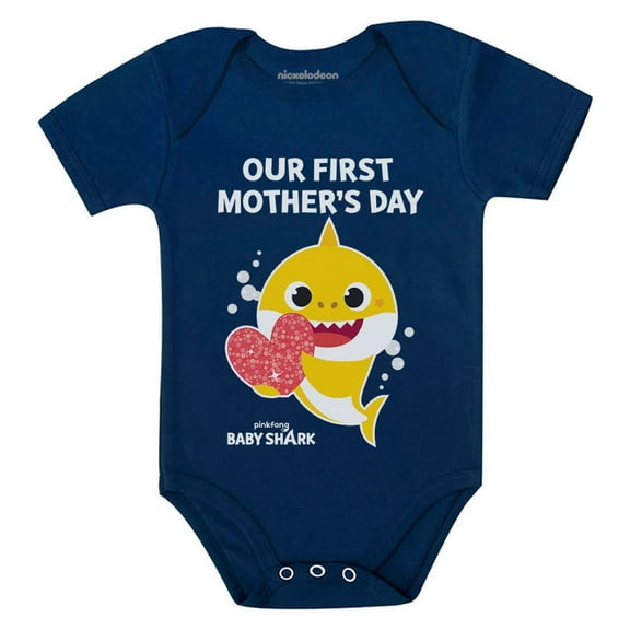 1st Mothers Day Baby Shark Doo Doo Doo Outfit Mom Gifts Baby Boy Girl Bodysuit Our 1st Mother's Day Navy 12M (6-12M)
