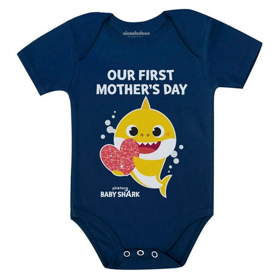 1st Mothers Day Baby Shark Doo Doo Doo Outfit Mom Gifts Baby Boy Girl Bodysuit Our 1st Mother's Day Navy NB (0-3M)