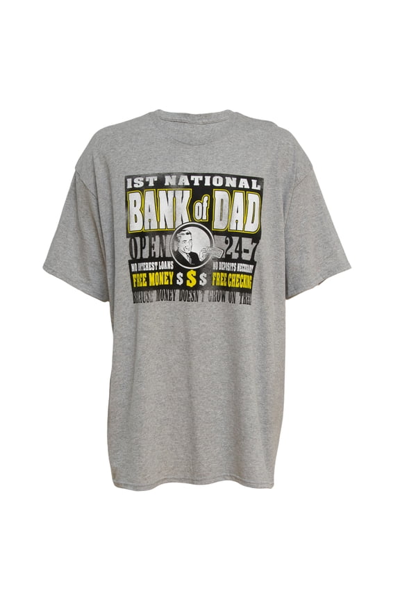 "1st National Bank of Dad" Men's Novelty T-Shirt in Grey, XL