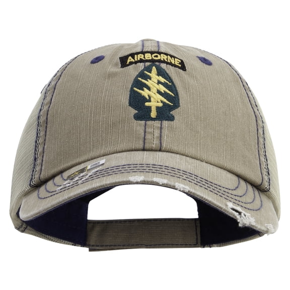 1st Special Forces Command Embroidered Low Profile Special Cotton Mesh Cap - Khaki OSFM