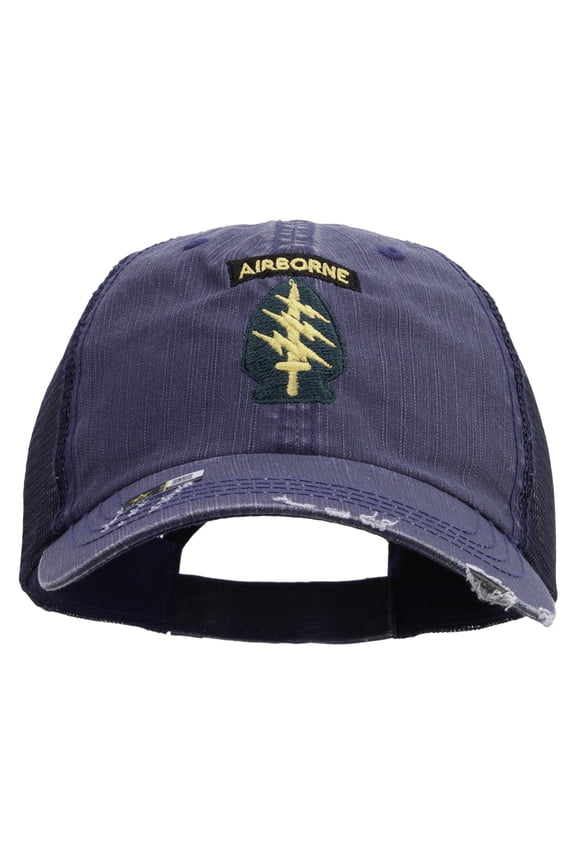 1st Special Forces Command Embroidered Low Profile Special Cotton Mesh Cap - Navy OSFM