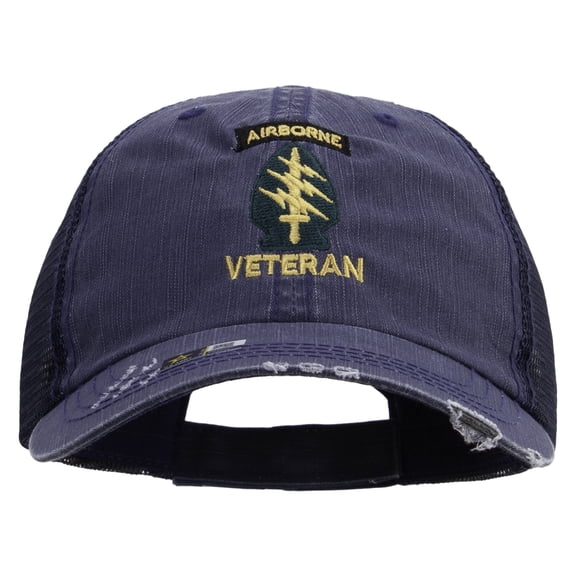 1st Special Forces Command Veteran Embroidered Low Profile Special Cotton Mesh Cap - Navy OSFM
