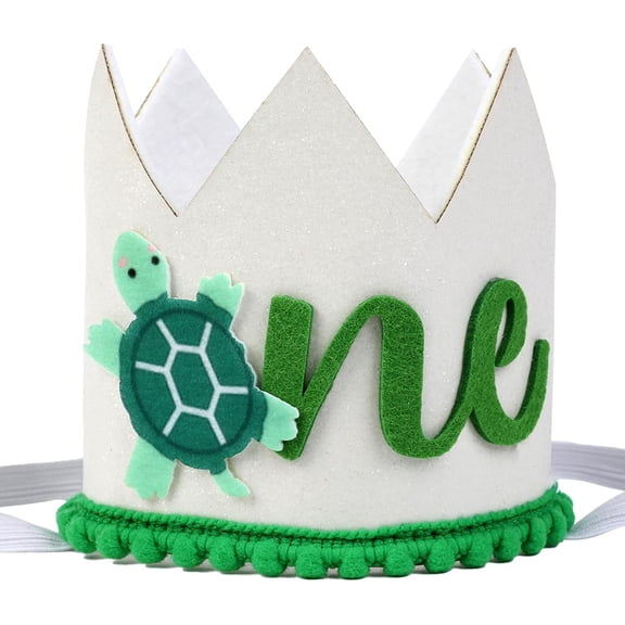 1st Turtle Birthday Hat for Boys and Girls, Underwater Creatures 1st Birthday Hat Crown for Under the Sea Themed First Birthday Party Decorations Supplies
