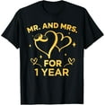thumbnail image 1 of 1st Wedding Anniversary Couples Married 1 Year Funny T-ShirtMen's and women's gift, black and white T-shirt, size: Extra large S-4XL, 1 of 4