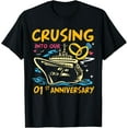 thumbnail image 1 of 1st Wedding Anniversary Cruise 1 Year Together Couples T-ShirtMen's and women's gift, black and white T-shirt, size: Extra large S-4XL, 1 of 4