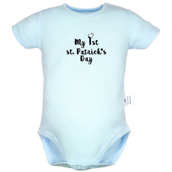 My 1st st. Patrick's Day Funny Rompers For Babies, Newborn Baby Unisex Bodysuits, Infant Jumpsuits, Toddler 0-24 Months Kids One-Piece Oufits (Blue, 0-6 Months)